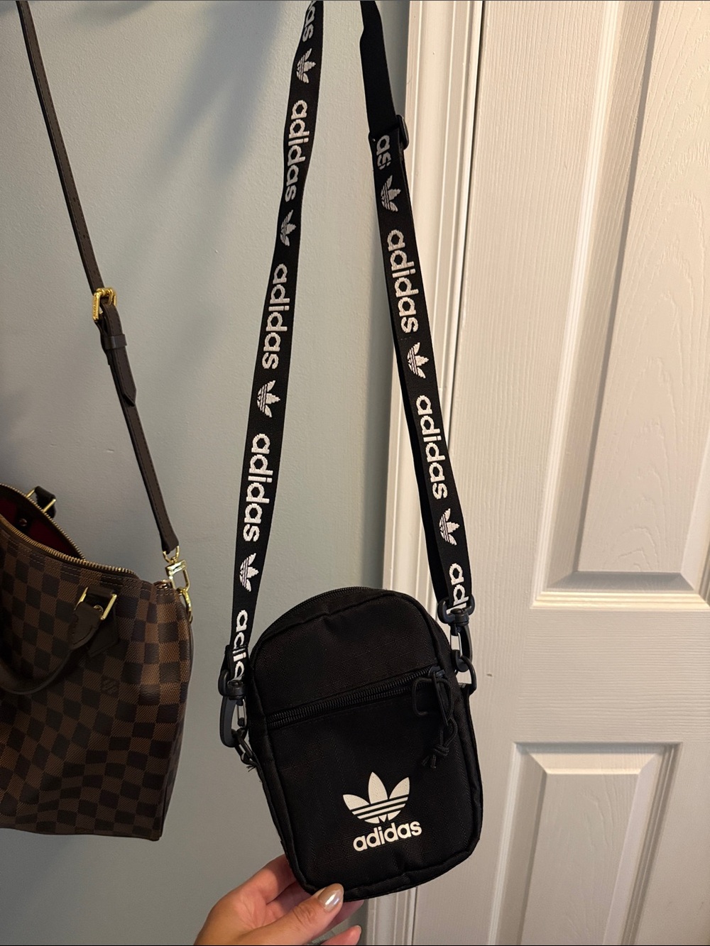 adidas Originals Black Crossbody Phone Pouch with Logo Strap
